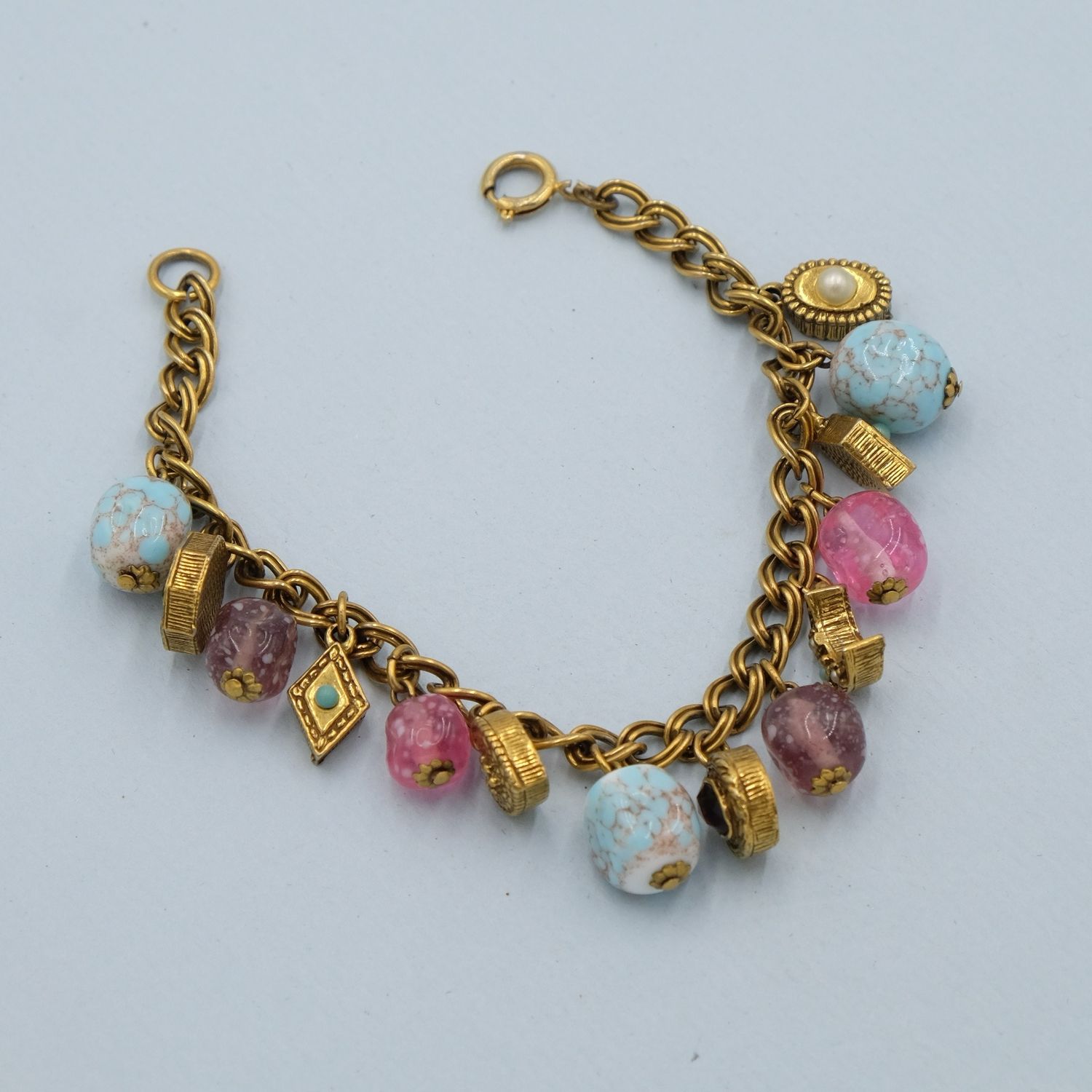 Vintage Charms Glass Drops Bracelet 1960s