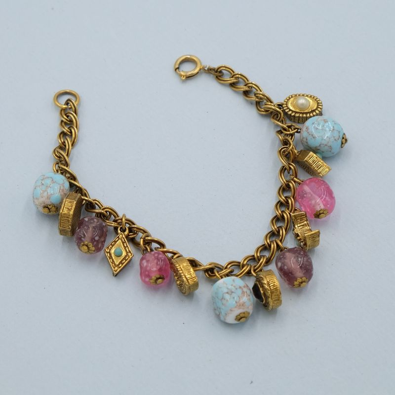 Vintage Charms Glass Drops Bracelet 1960s