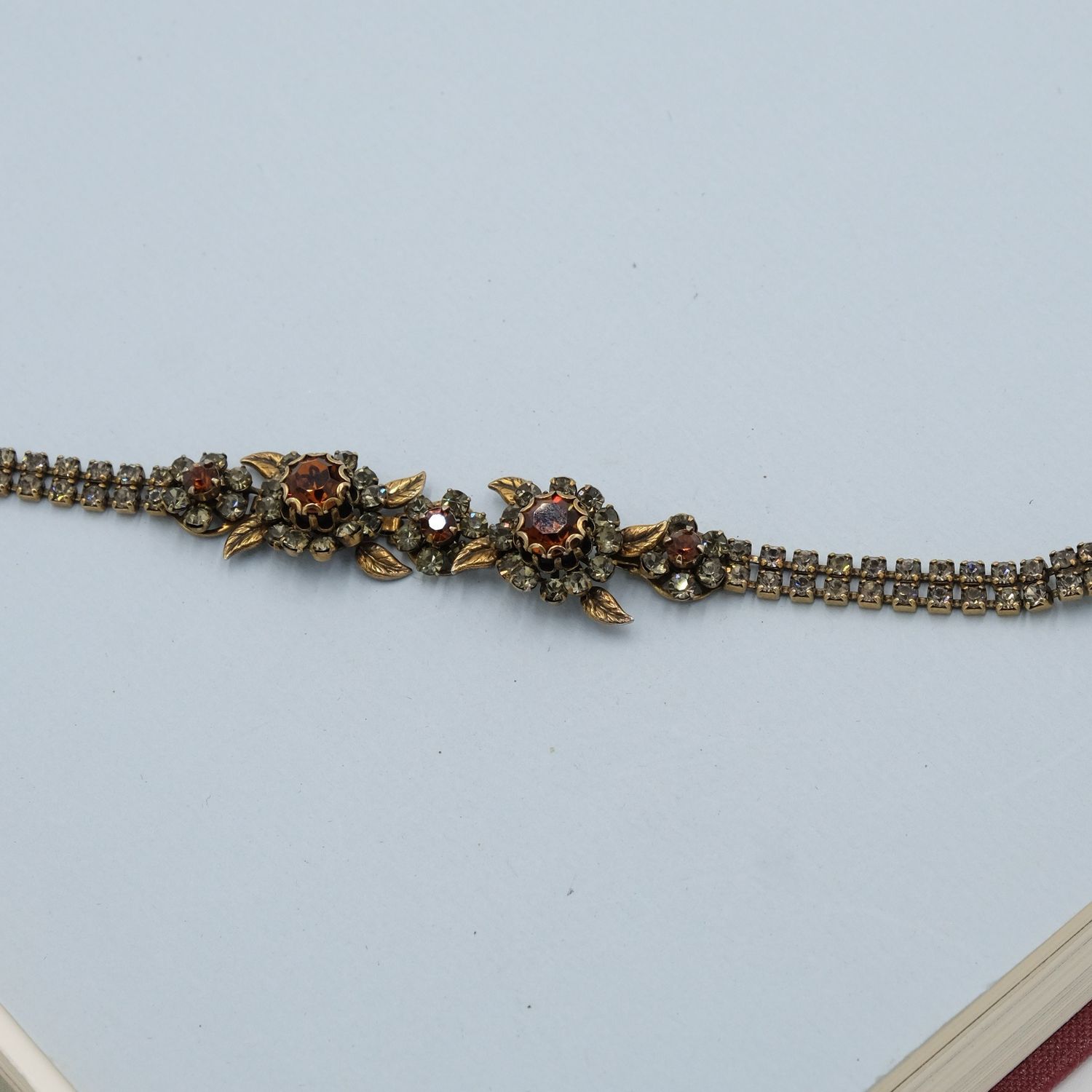 Vintage Flower Rhinestones Bracelet 1960s