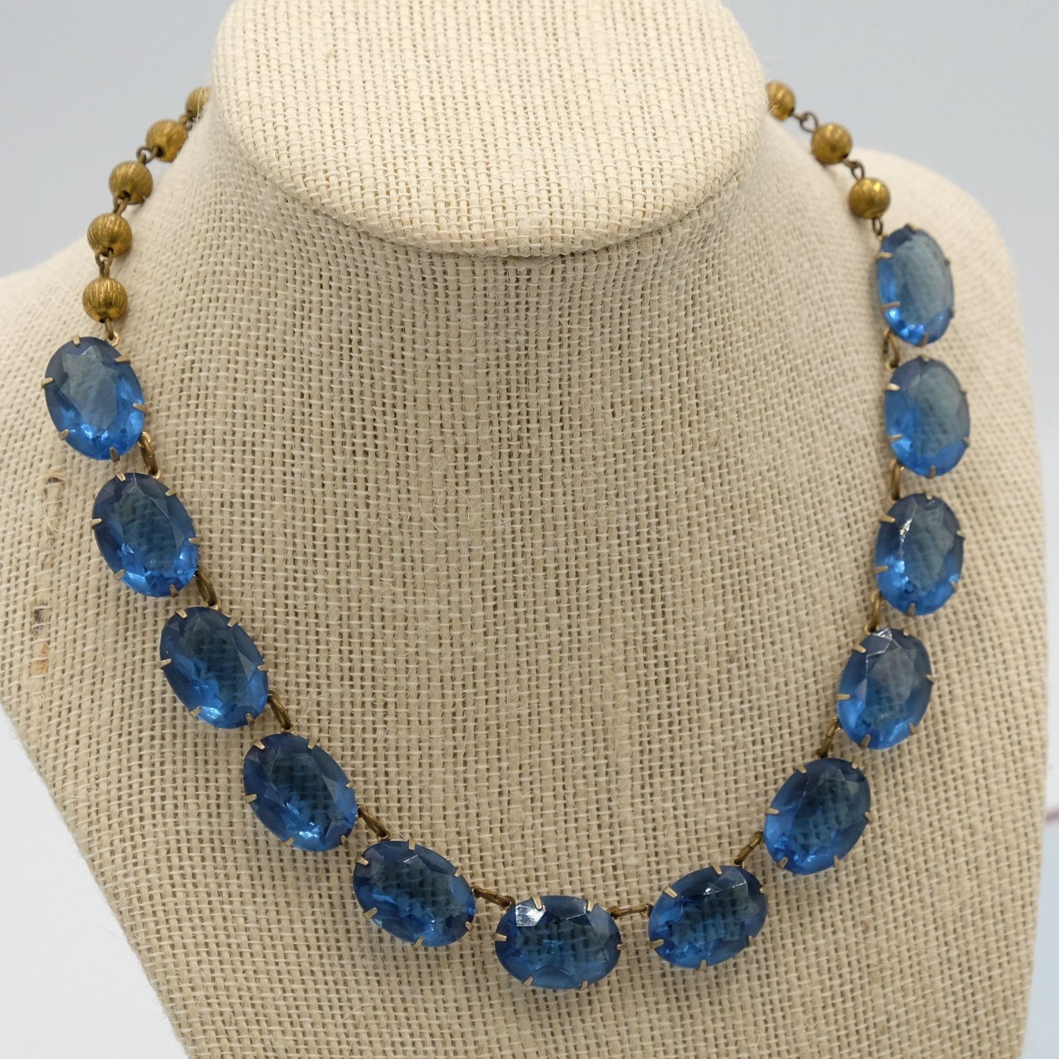 Antique Paste Reverie Blue Necklace 1920s