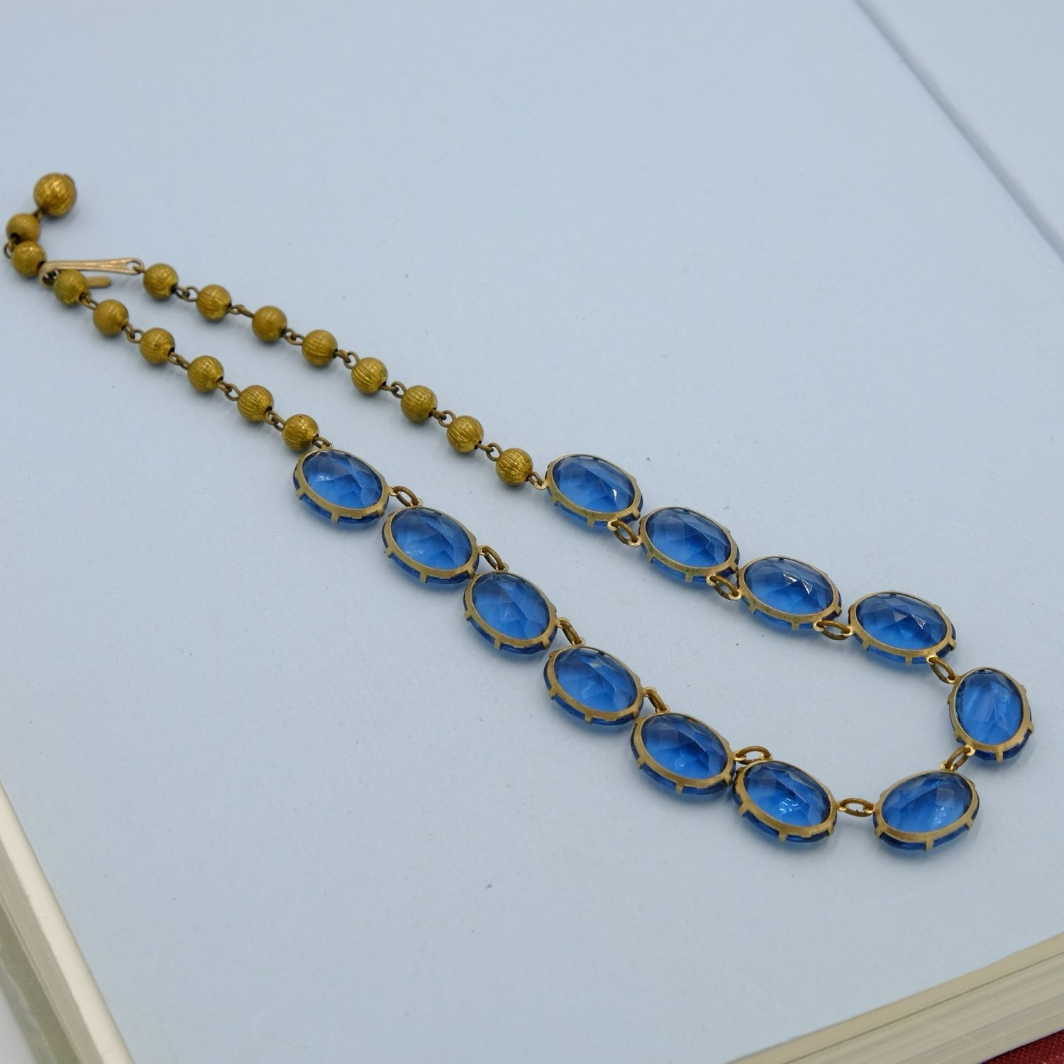 Antique Paste Reverie Blue Necklace 1920s