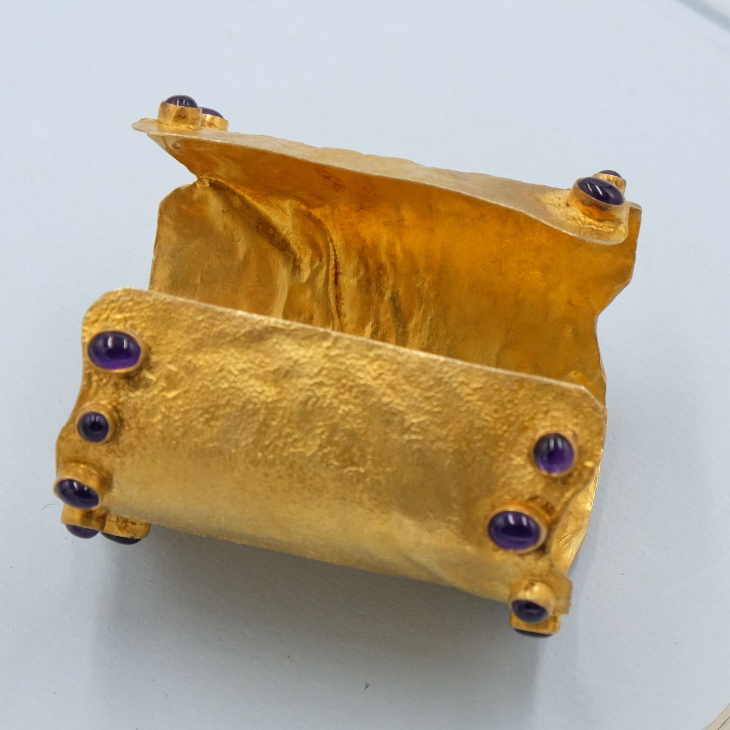 Designer Cuff Bracelet with Purple Cabochons 
