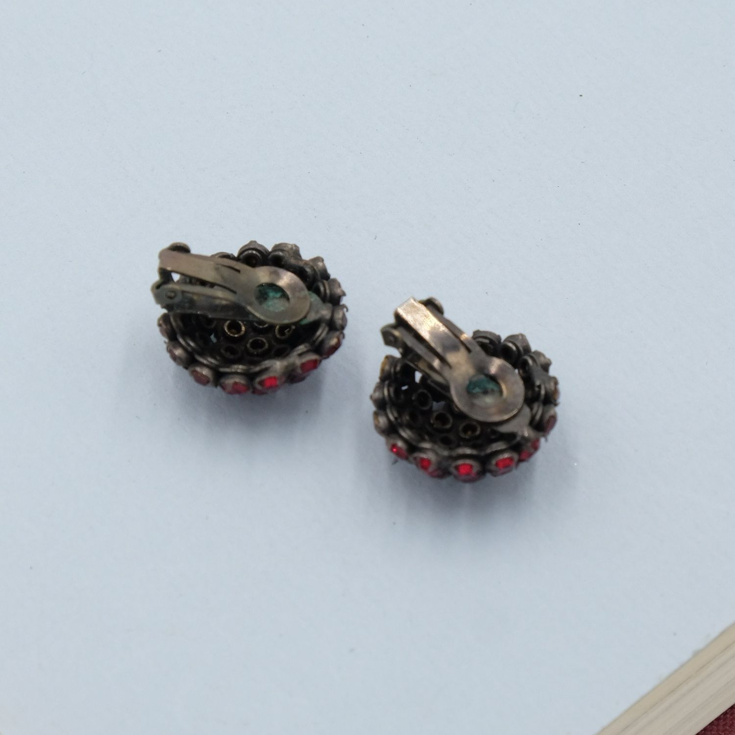 Vintage Schreiner Red Cluster Earrings 1960s