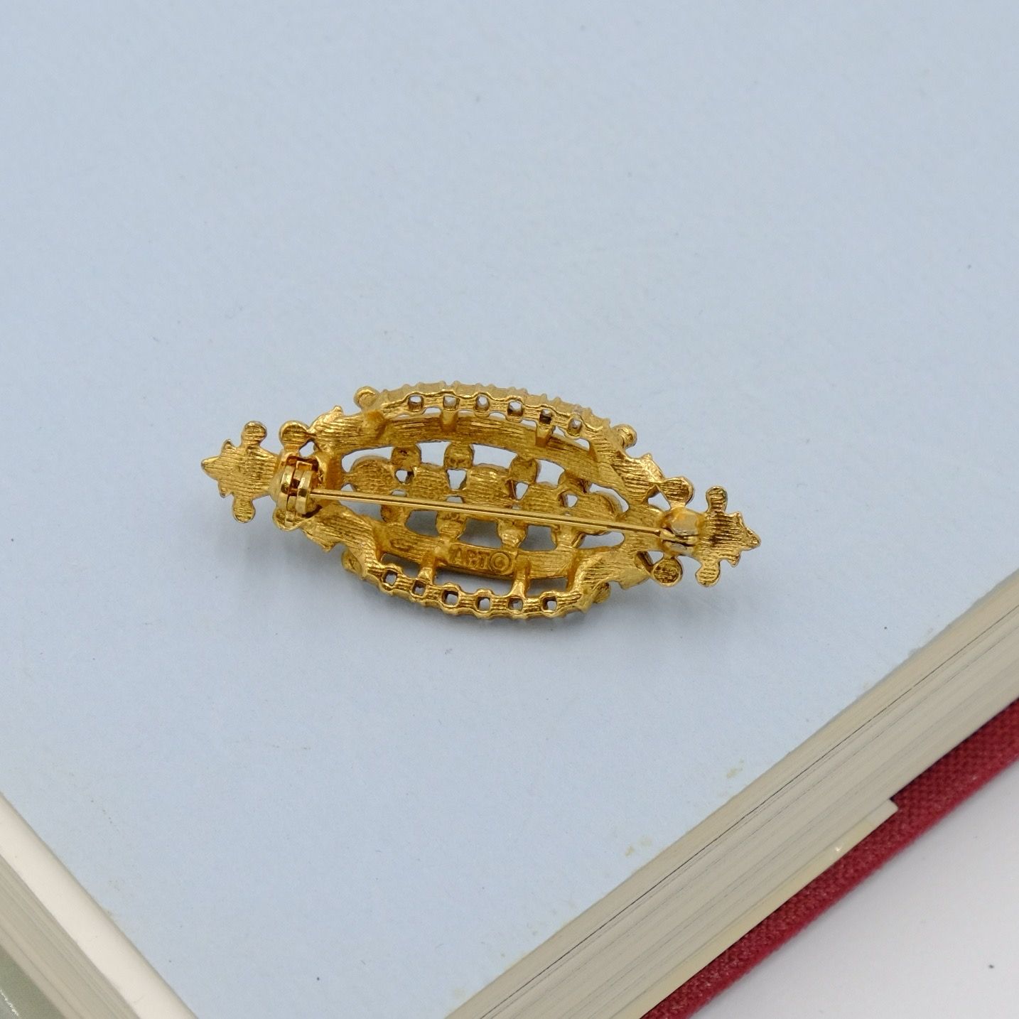 Vintage Mini Art Pin with Seed Pearls 1970s