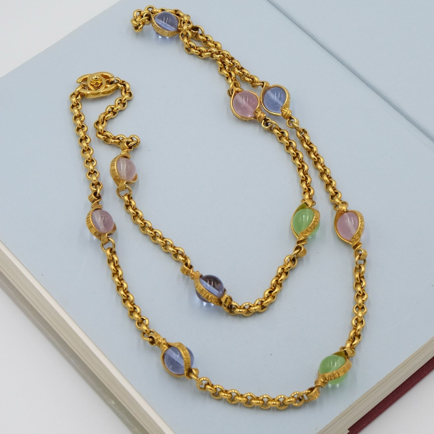 Vintage Chanel Pastel Colors Gripoix Necklace 1990s