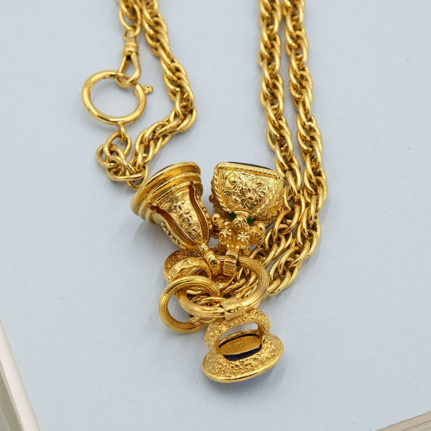 Vintage Chanel Gripoix Multi Charm Necklace 1990s