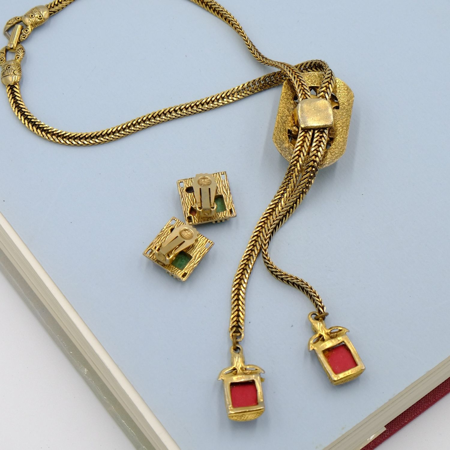 Vintage Geometric Set Necklace and Earrings 1970s