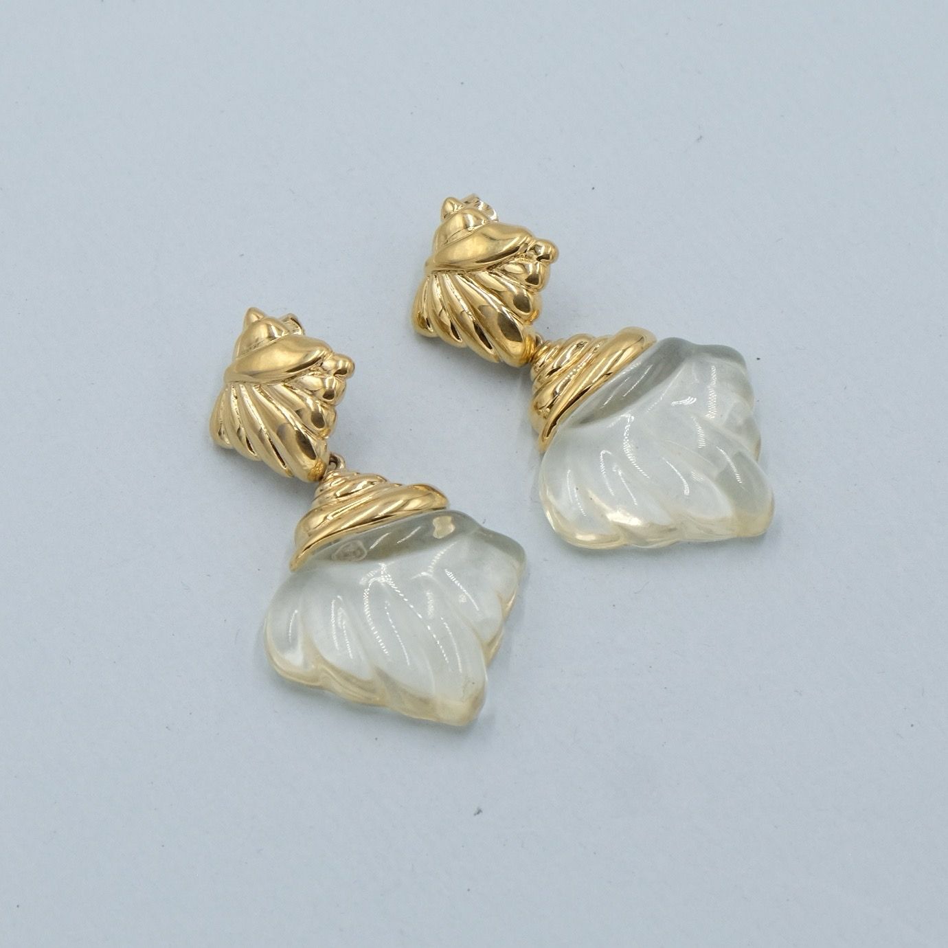 Vintage Trifari Lucite Shell Earrings 1970s