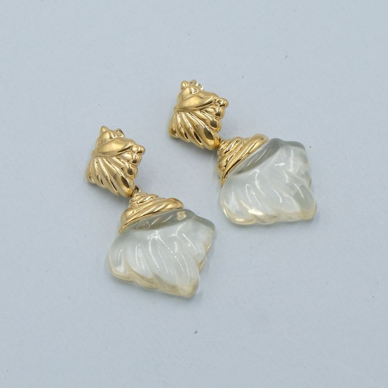 Vintage Trifari Lucite Shell Earrings 1970s