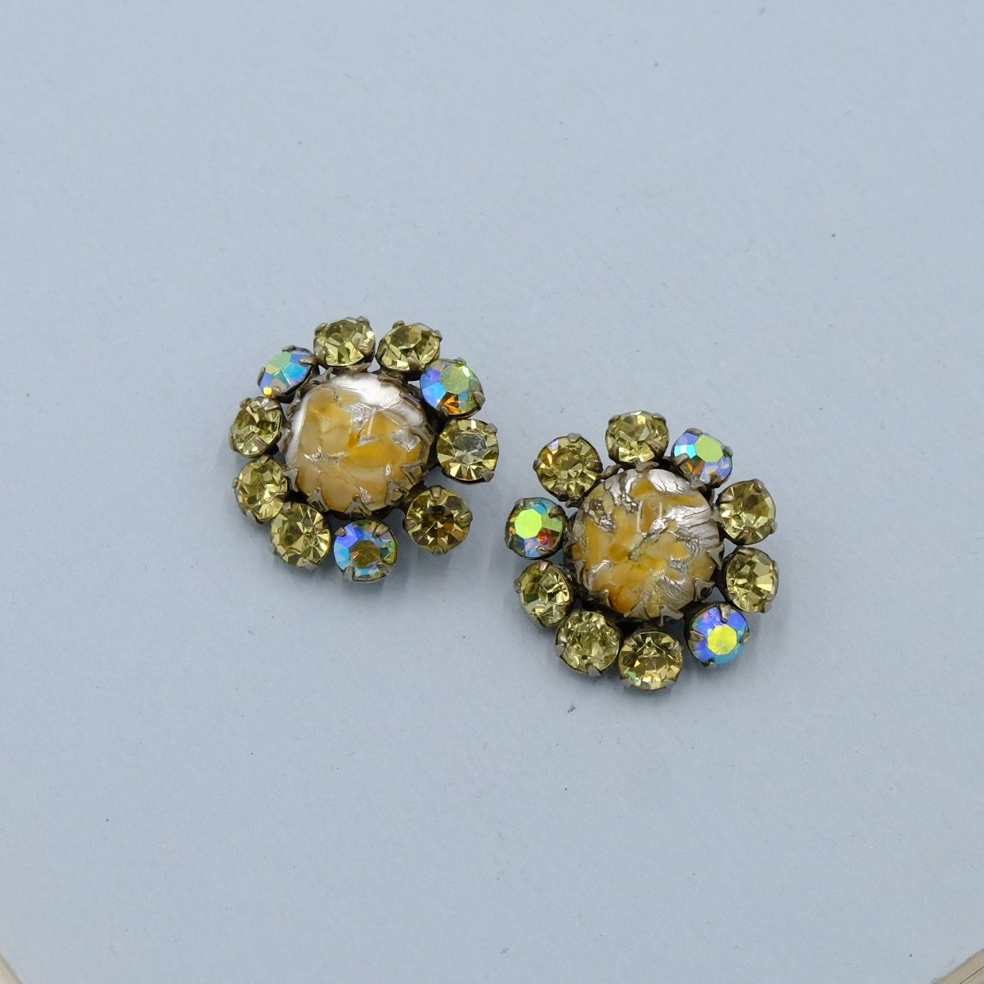 Vintage Regency Dragon Glass Earrings 1950s