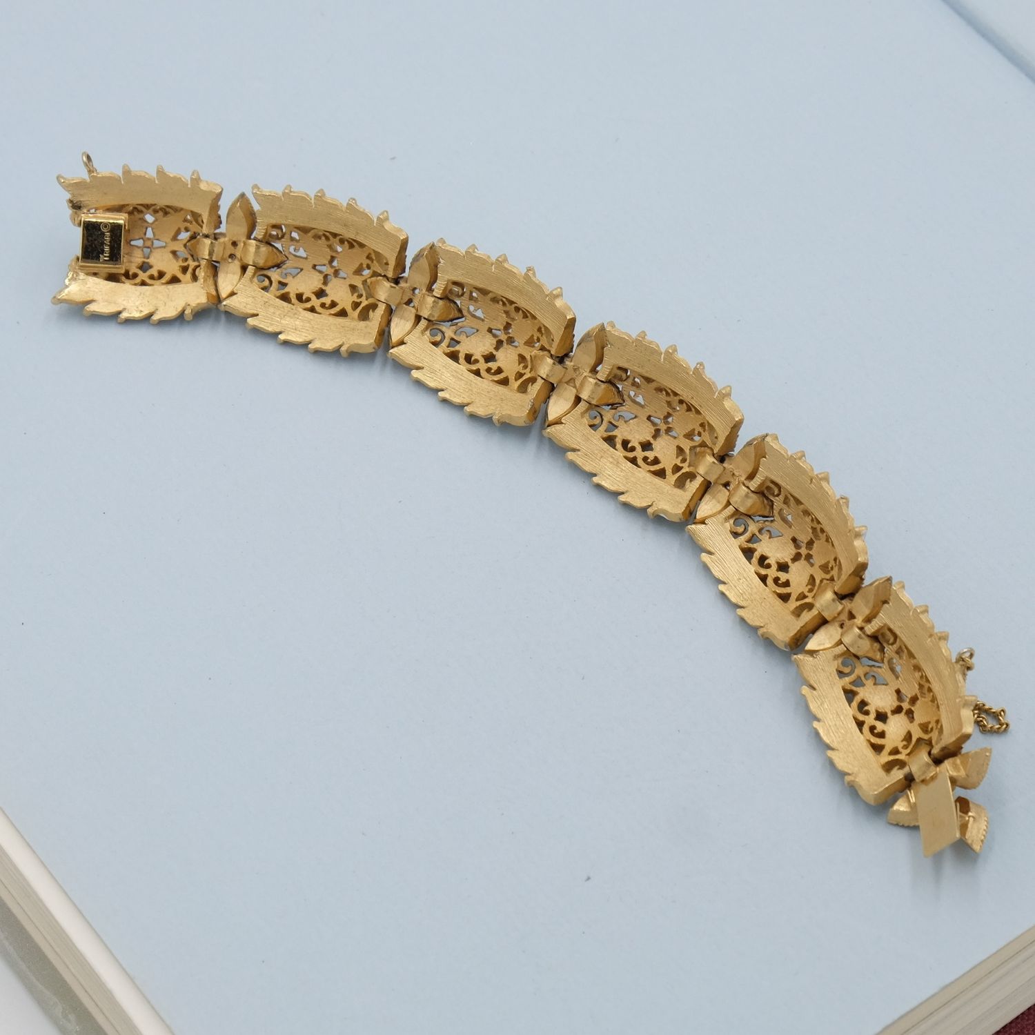 Trifari Oriental White and Blue Bracelet 1960s