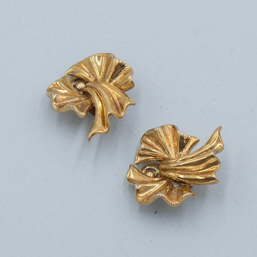 Trifari Goldwash Bow Earrings 1950s