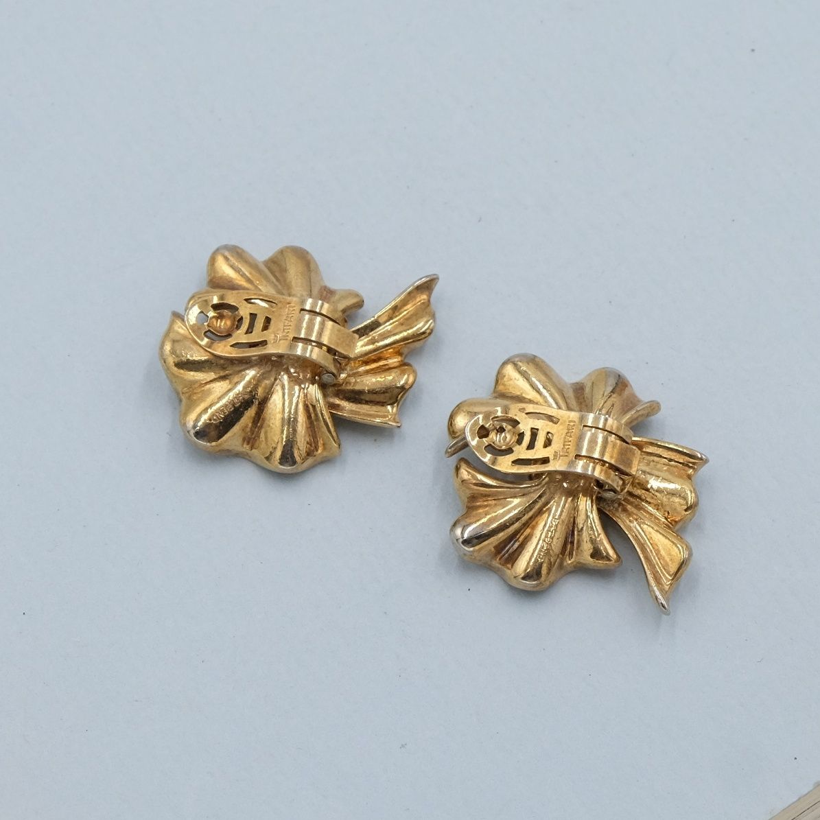 Trifari Goldwash Bow Earrings 1950s