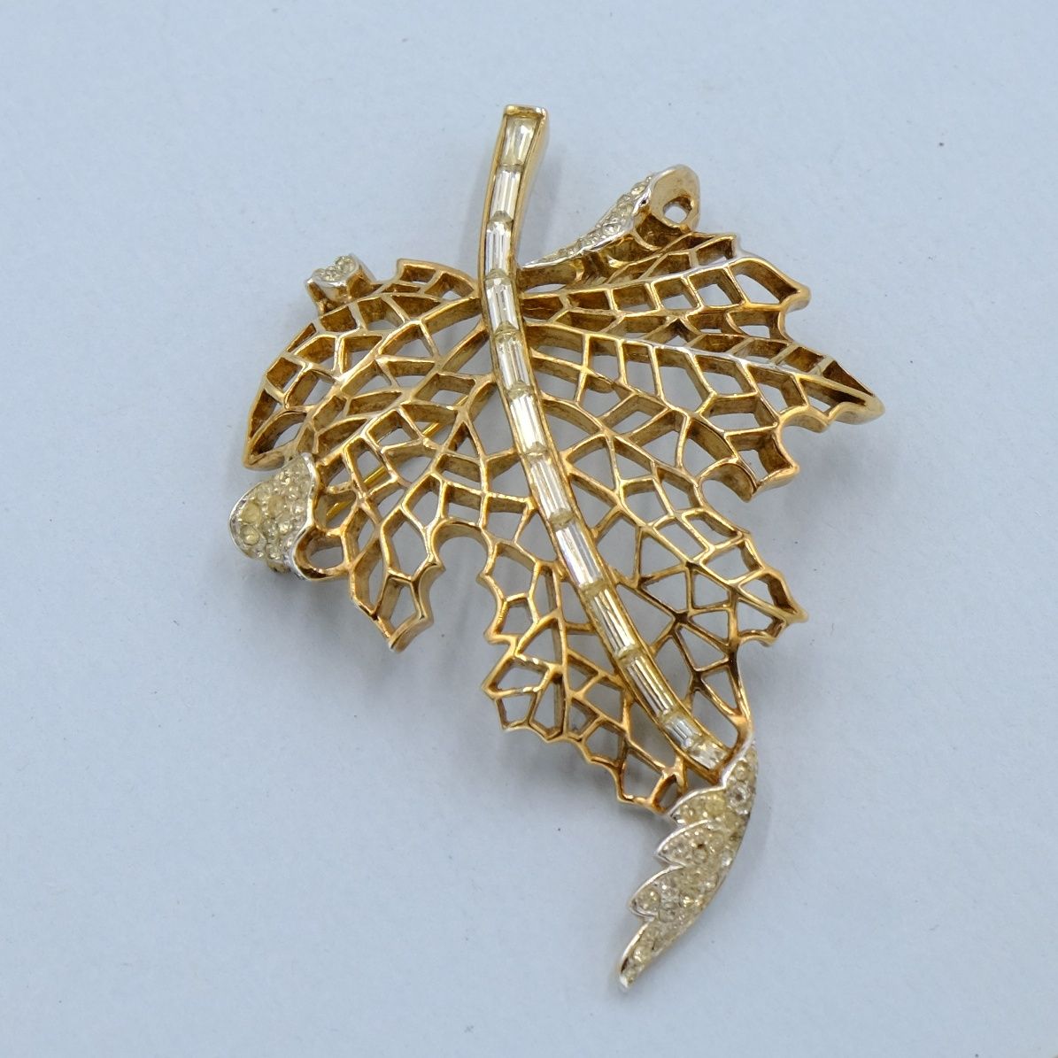 Trifari Vermeil Leaf Pin 1950s