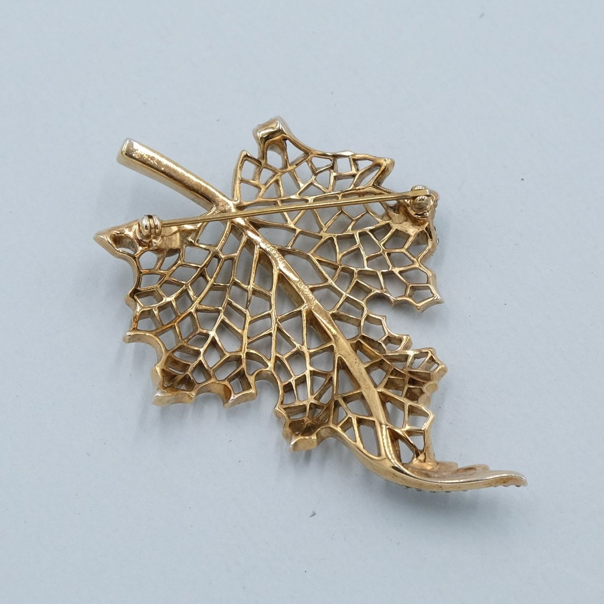 Trifari Vermeil Leaf Pin 1950s