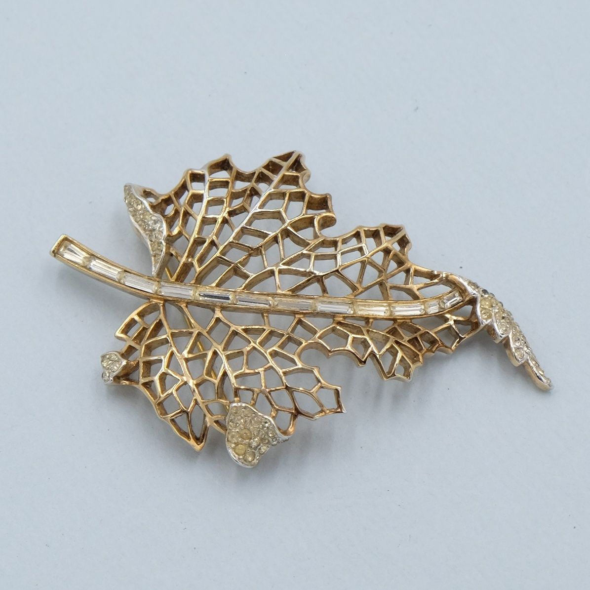 Trifari Vermeil Leaf Pin 1950s