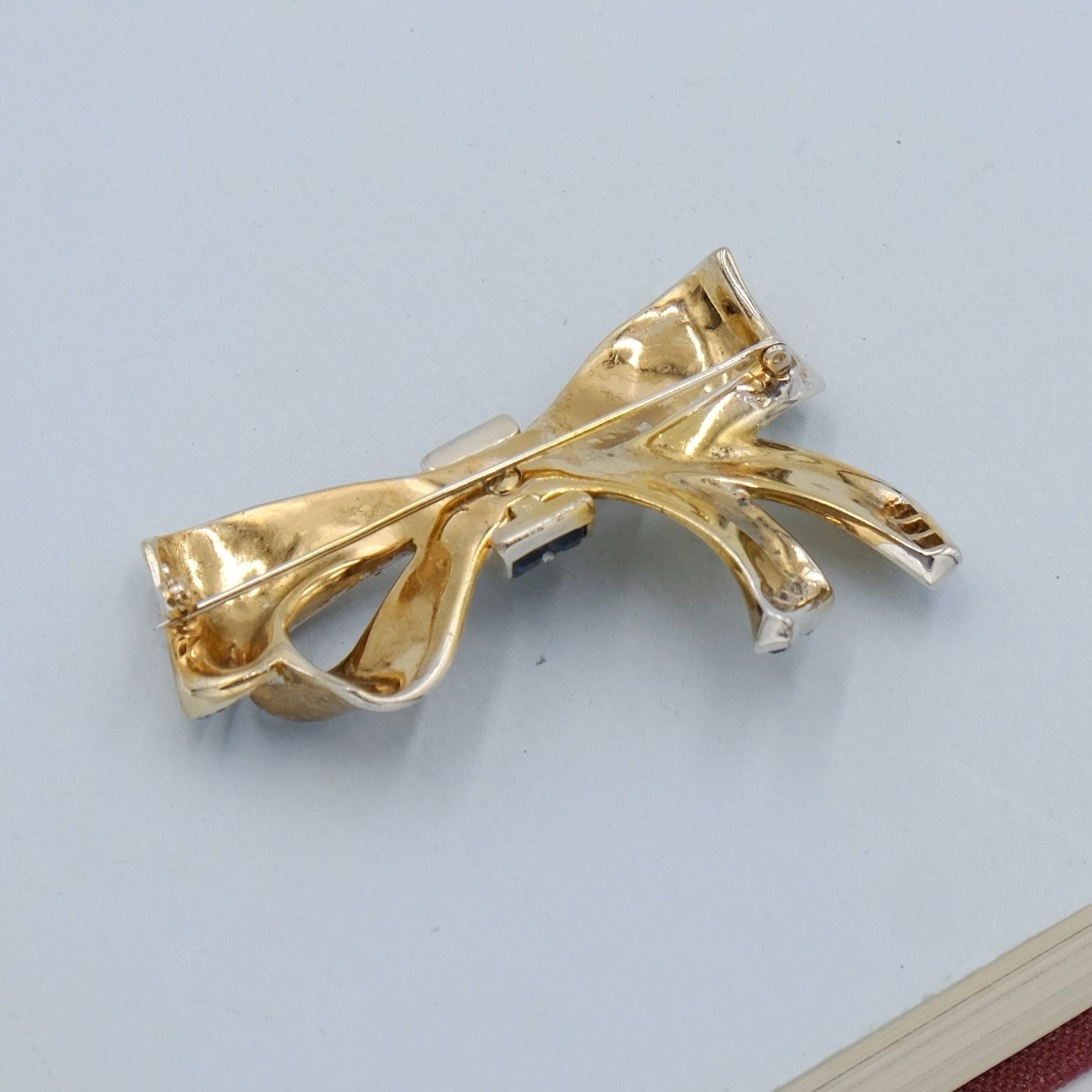 Vintage Marcel Boucher Blue Bow Pin 1940s