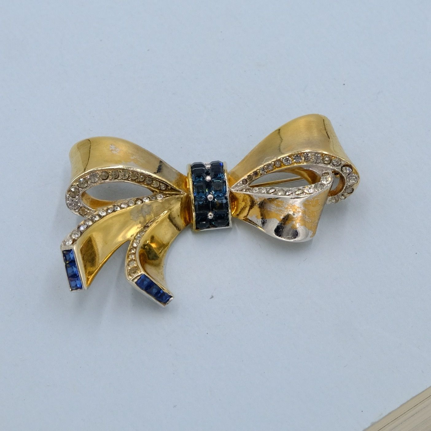 Vintage Marcel Boucher Blue Bow Pin 1940s