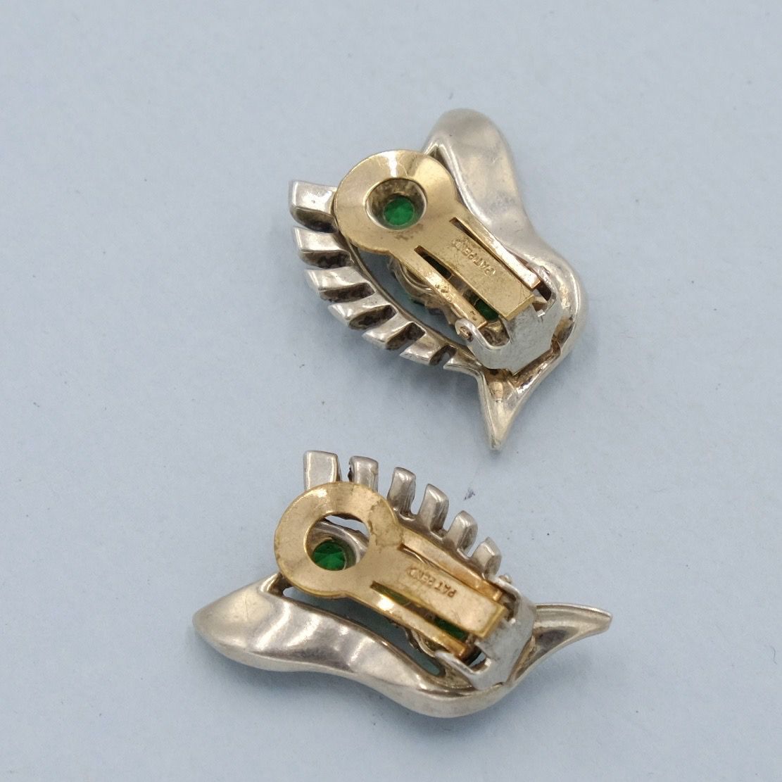 Vintage Mazer Green Crystal Earrings 1940s 