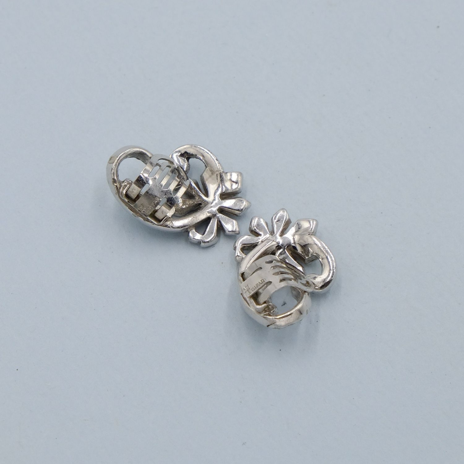 Vintage Trifari Flowers Clear Rhinestones Earrings 1950s