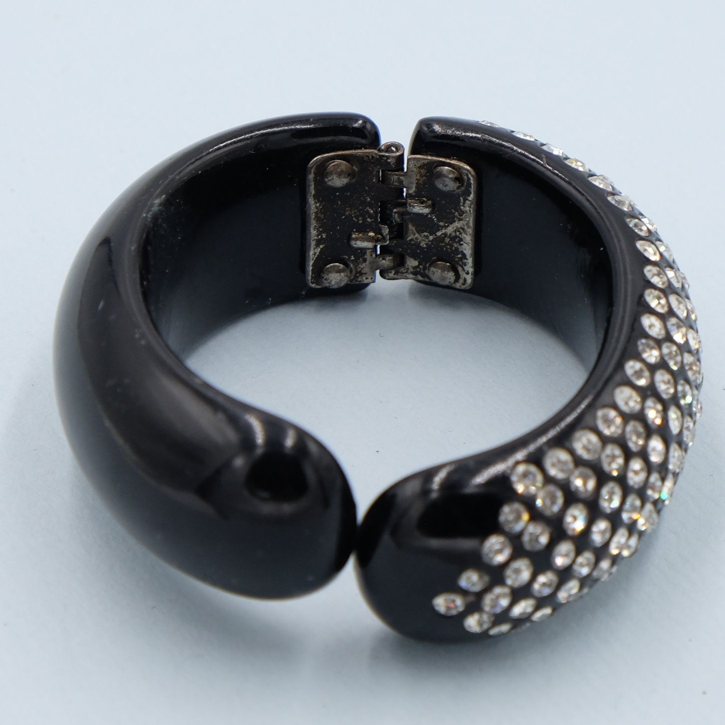 Vintage Mini Black Rhinestones Clamper Cuff 1950s