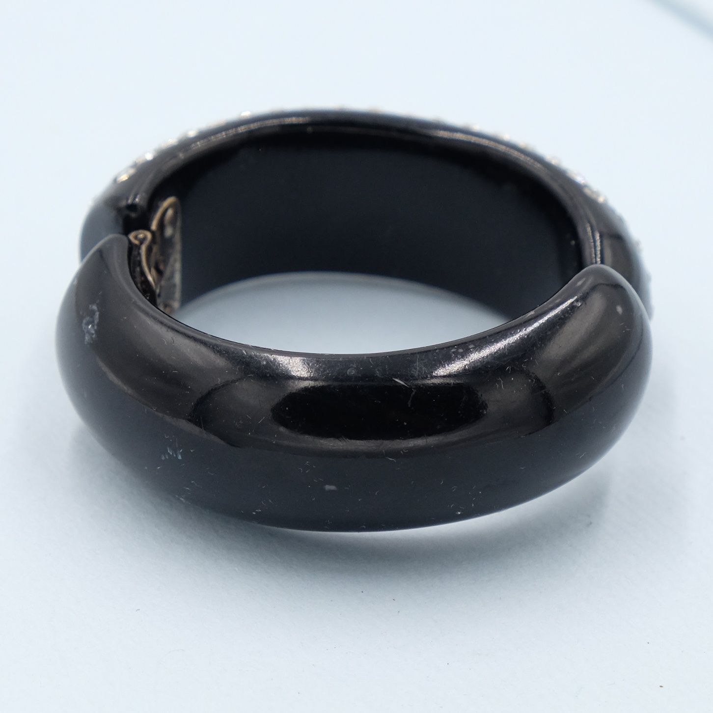 Vintage Mini Black Rhinestones Clamper Cuff 1950s