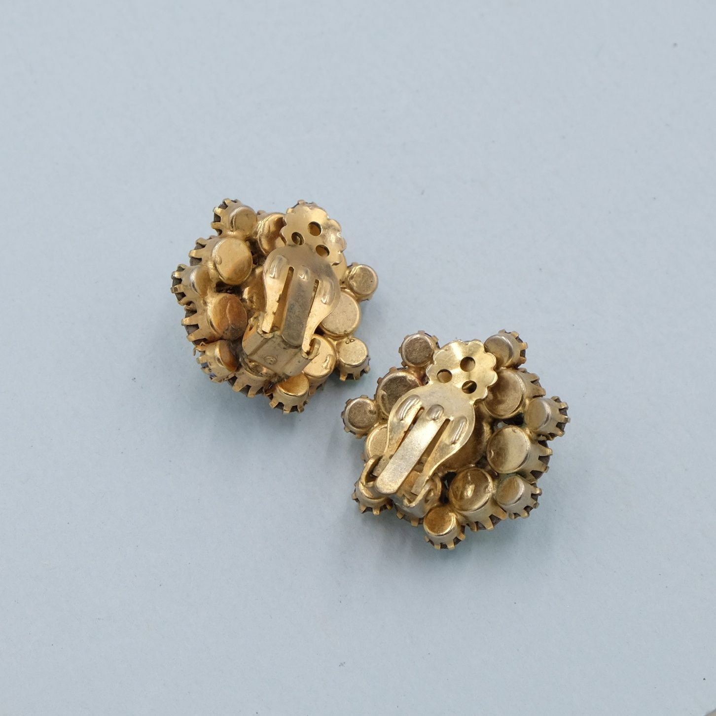 Aurora Borealis Vintage Cluster Earrings 1950s