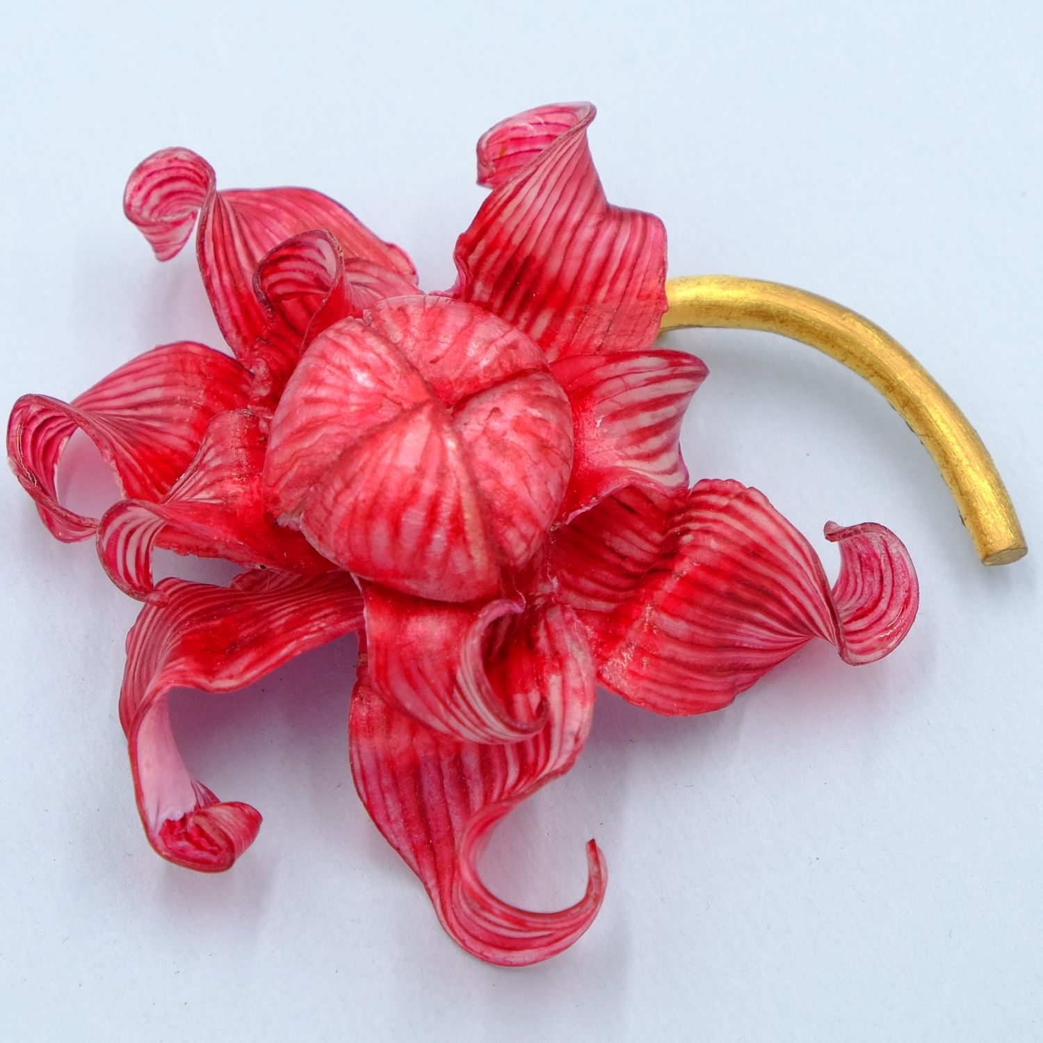 Vintage Fabrice Large Red Flower Brooch