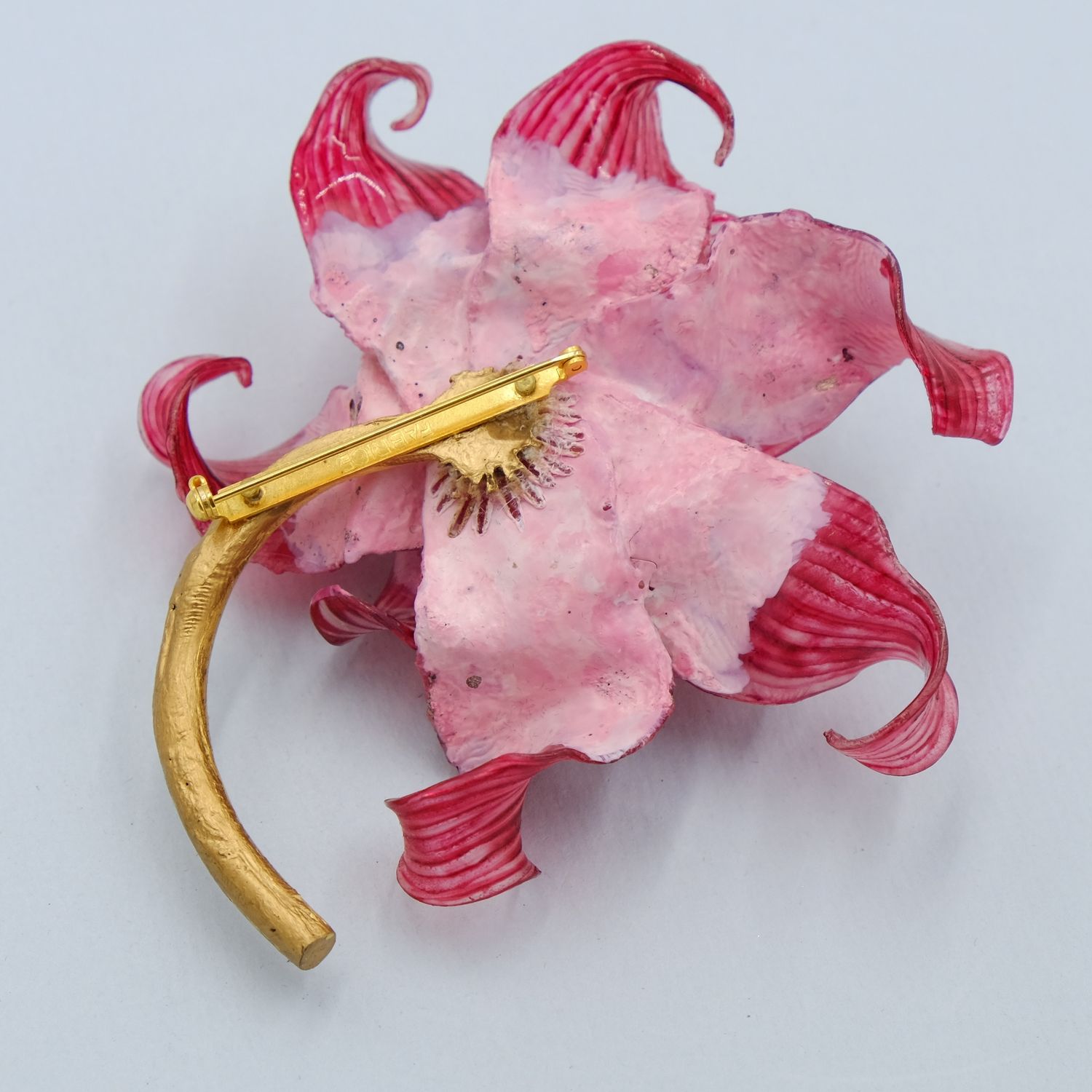 Vintage Fabrice Large Red Flower Brooch