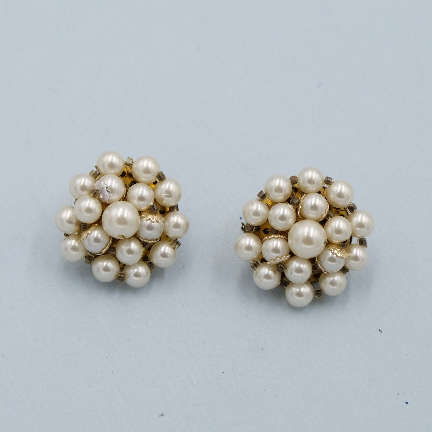 Vintage Western Germany Faux Pearl Earrings 1950s