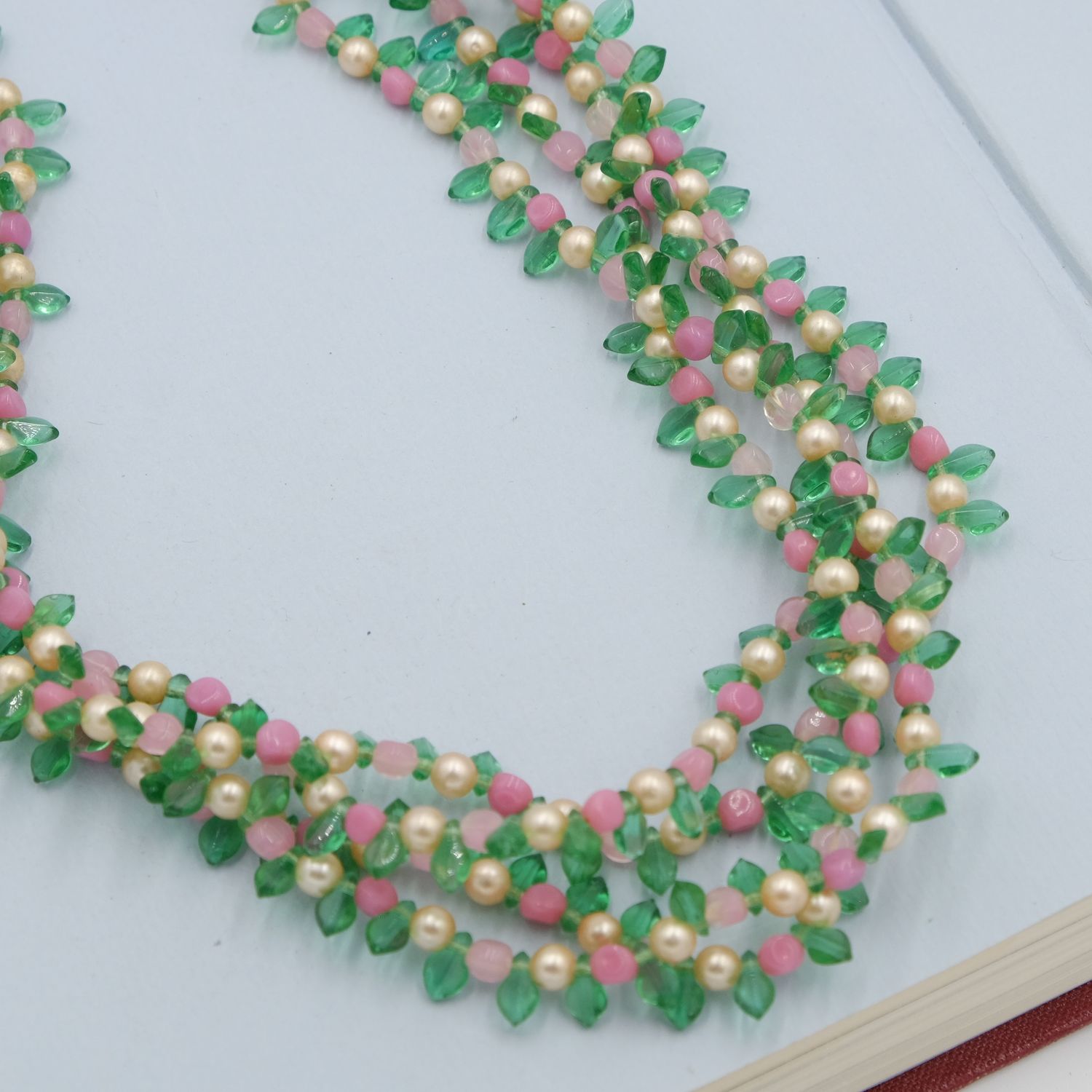 Vintage Multirow Glass Beads Necklace 1960s
