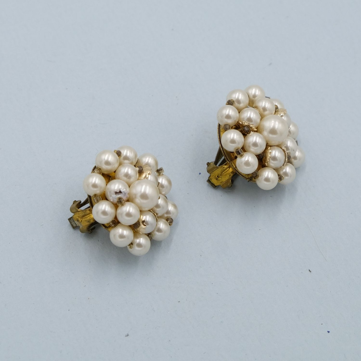 Vintage Western Germany Faux Pearl Earrings 1950s