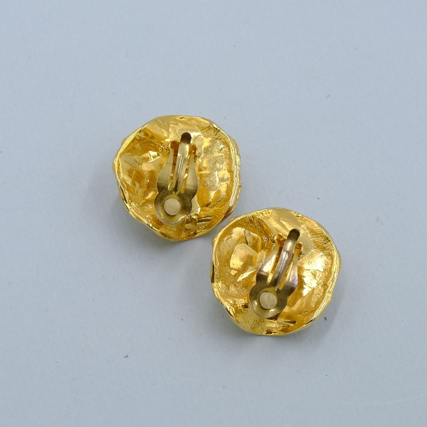 Vintage Large Matte Metal Earrings 1980s
