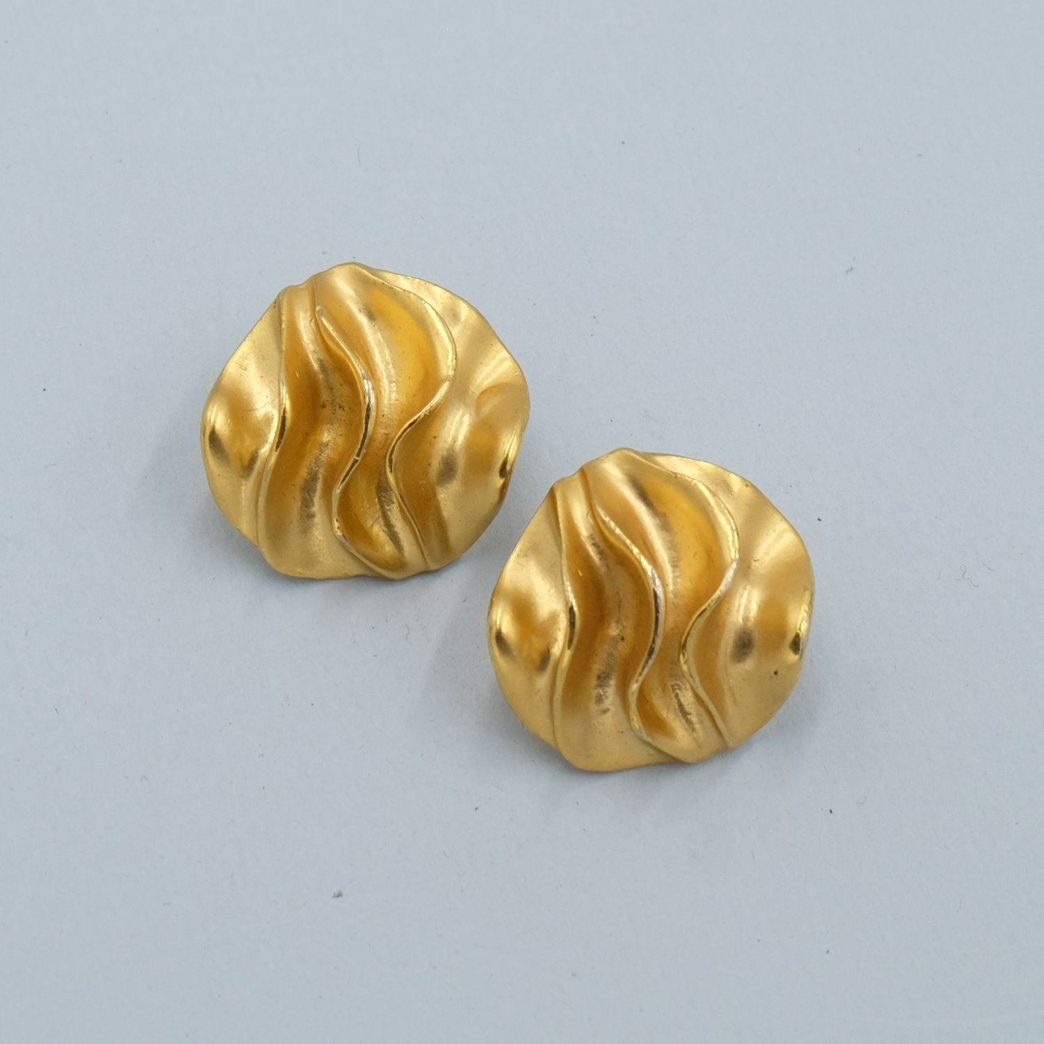 Vintage Large Matte Metal Earrings 1980s