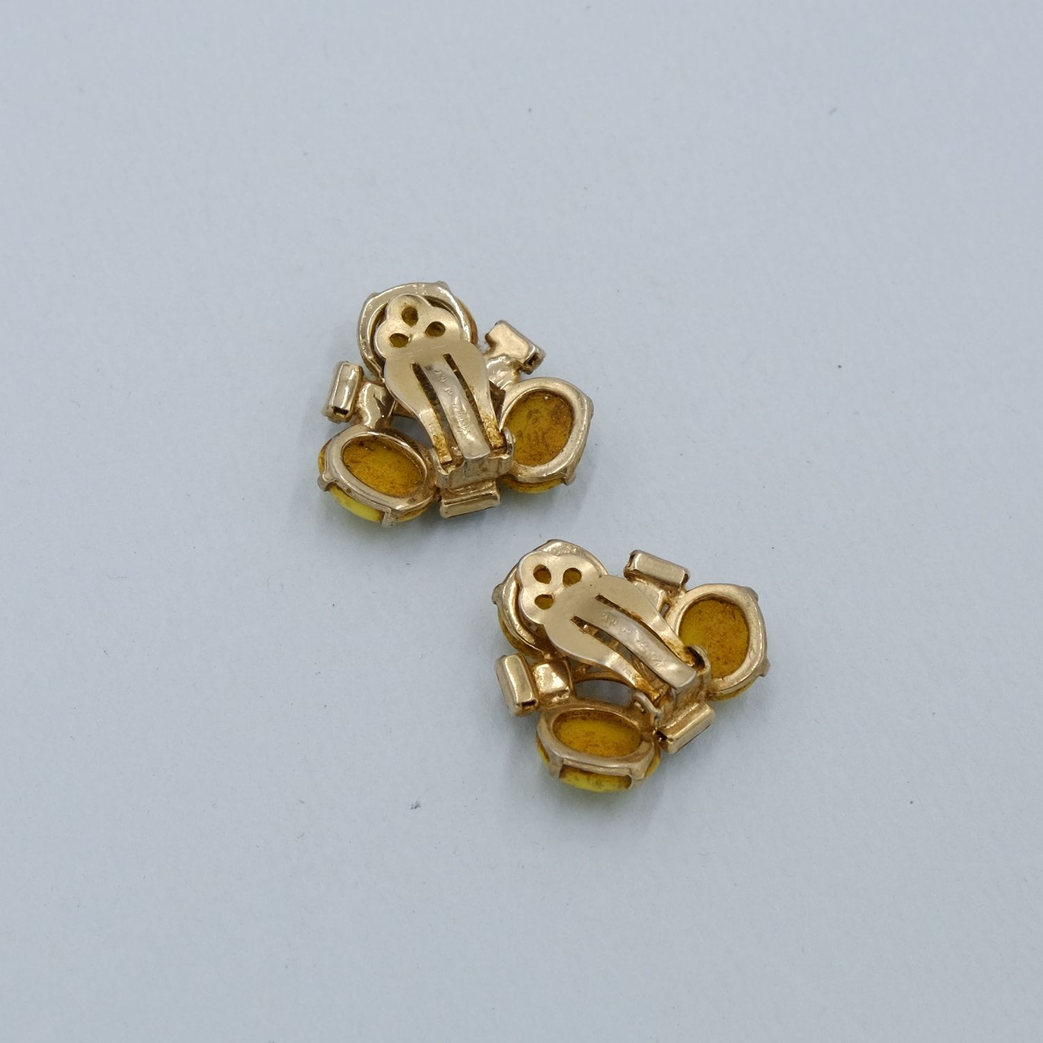 Vintage Kramer of NY Yellow Glass Earrings 1950s