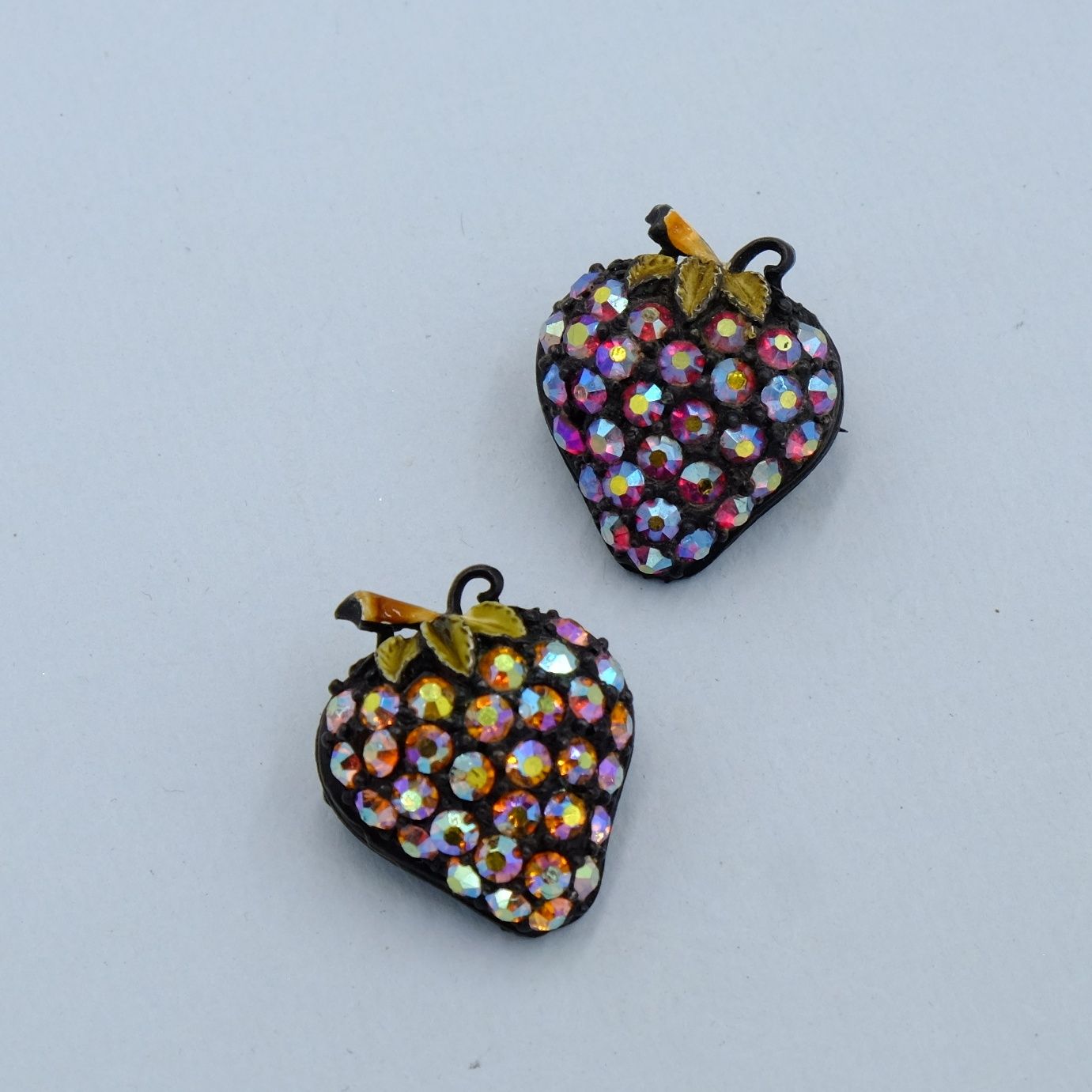 Vintage Pair Strawberry Brooches 1960s