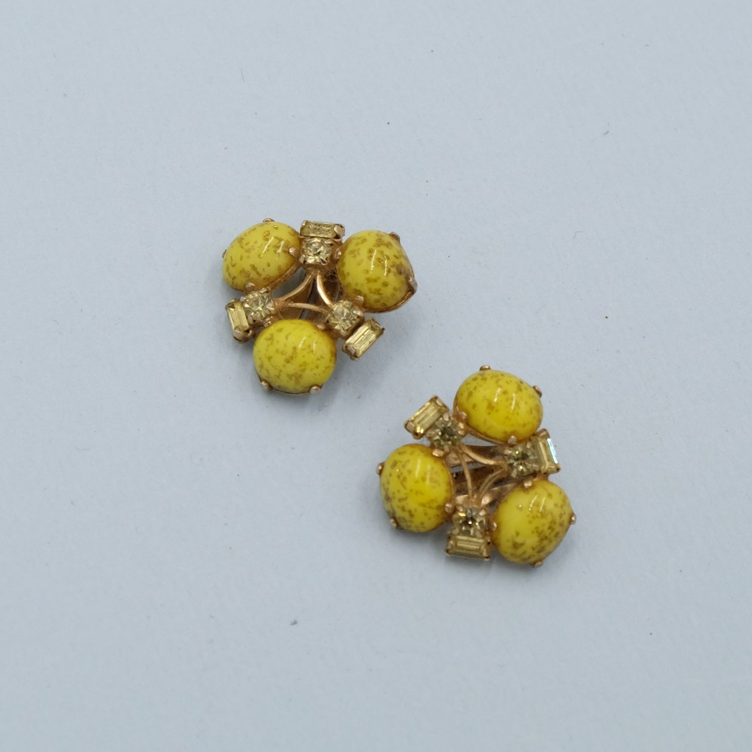 Vintage Kramer of NY Yellow Glass Earrings 1950s