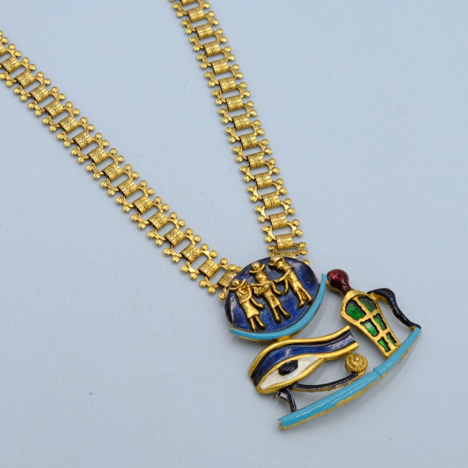 Egyptian Revival Horus Eye Necklace 1970s