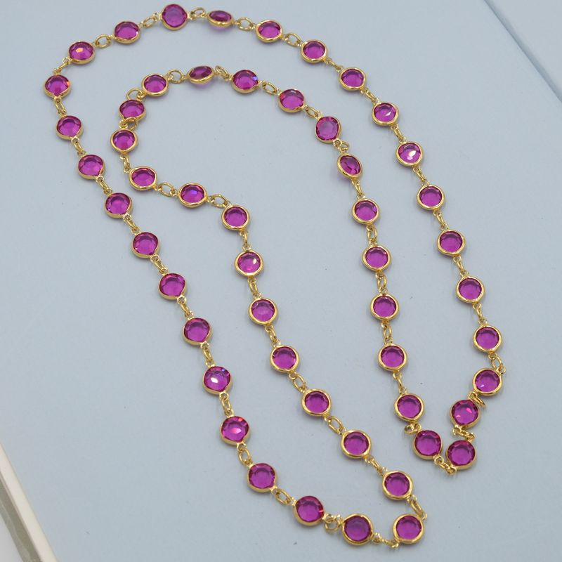 Vintage Pink Bezel Necklace 1980s