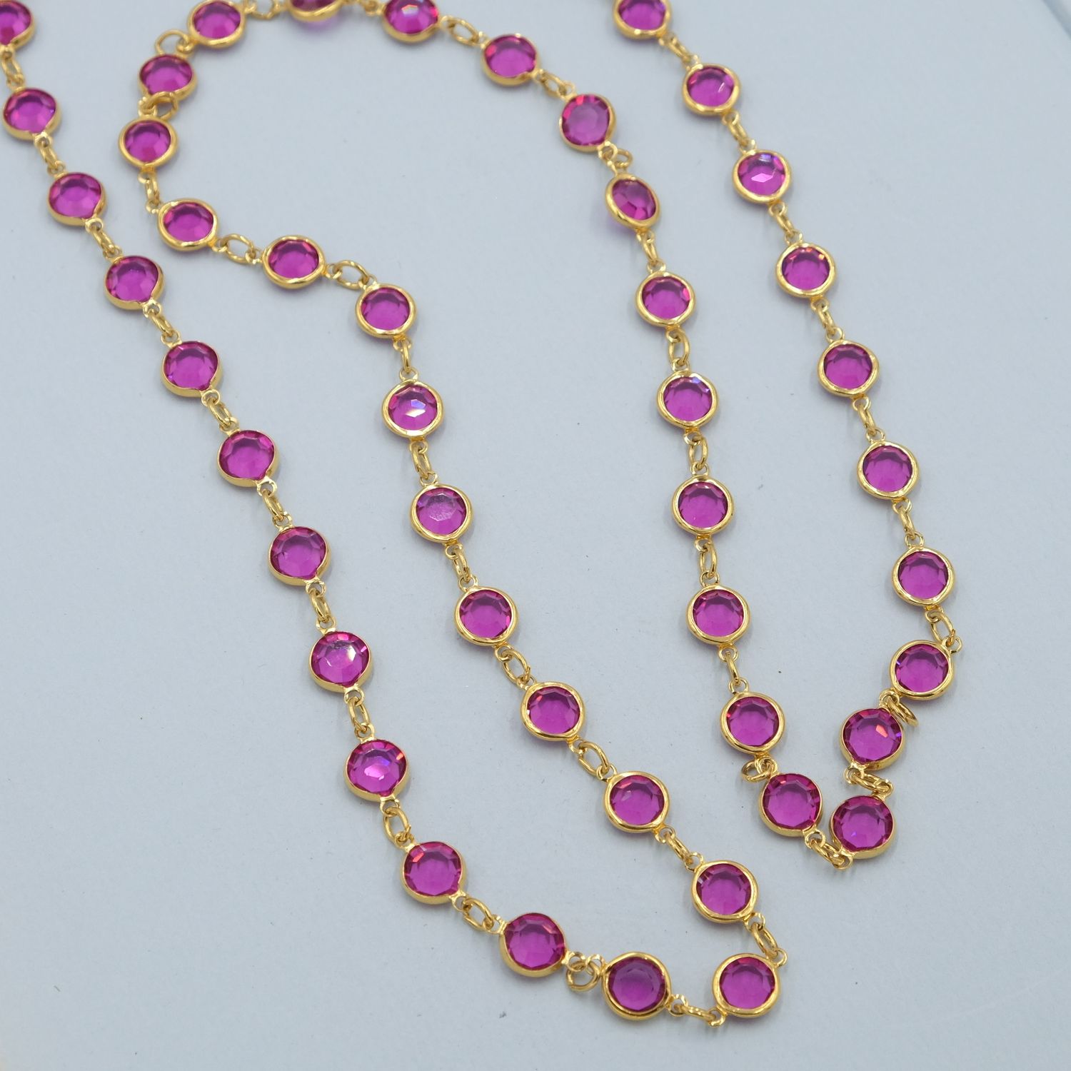Vintage Pink Bezel Necklace 1980s