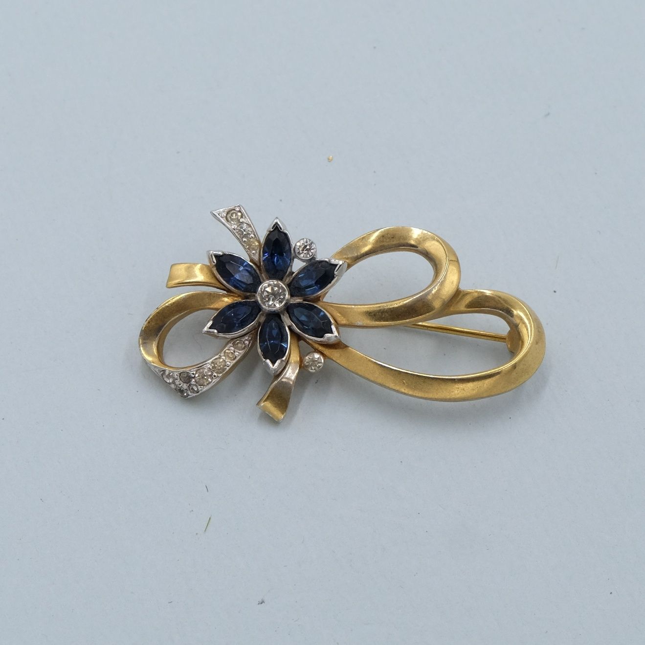 Vintage Mazer Blue Flower Pin 1950s