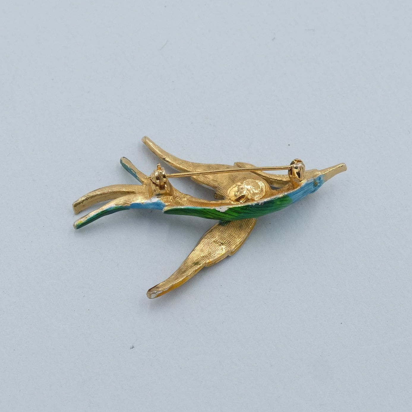 Vintage Enamel Swallow Brooch 1960s