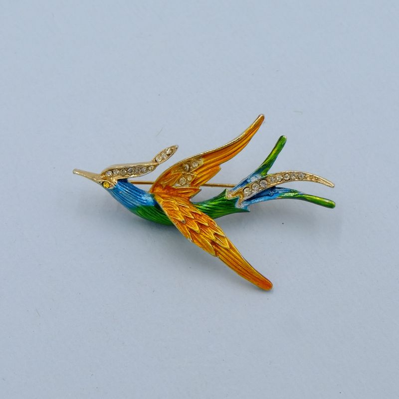 Vintage Enamel Swallow Brooch 1960s