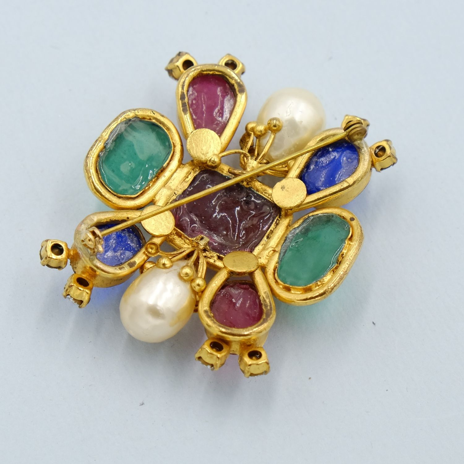Vintage Gripoix Large Jewel Tone Brooch 1970s