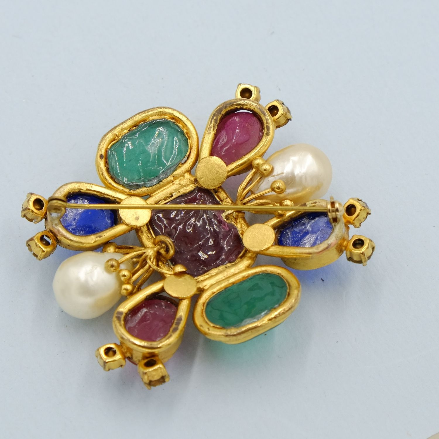 Vintage Gripoix Large Jewel Tone Brooch 1970s