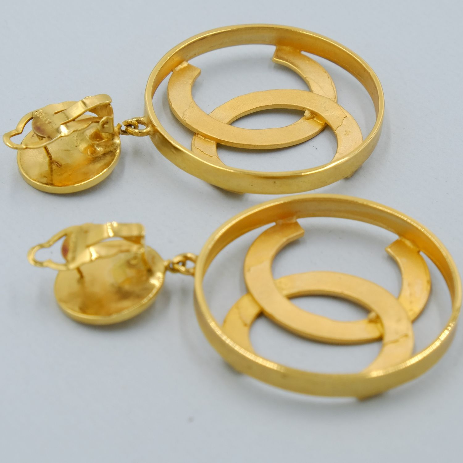 Vintage Chanel CC Logo Large Earrings 1980s