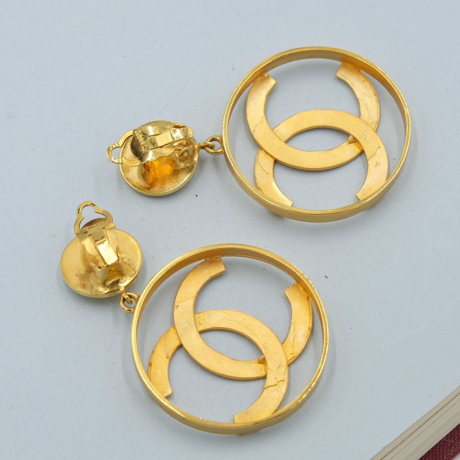 Vintage Chanel CC Logo Large Earrings 1980s
