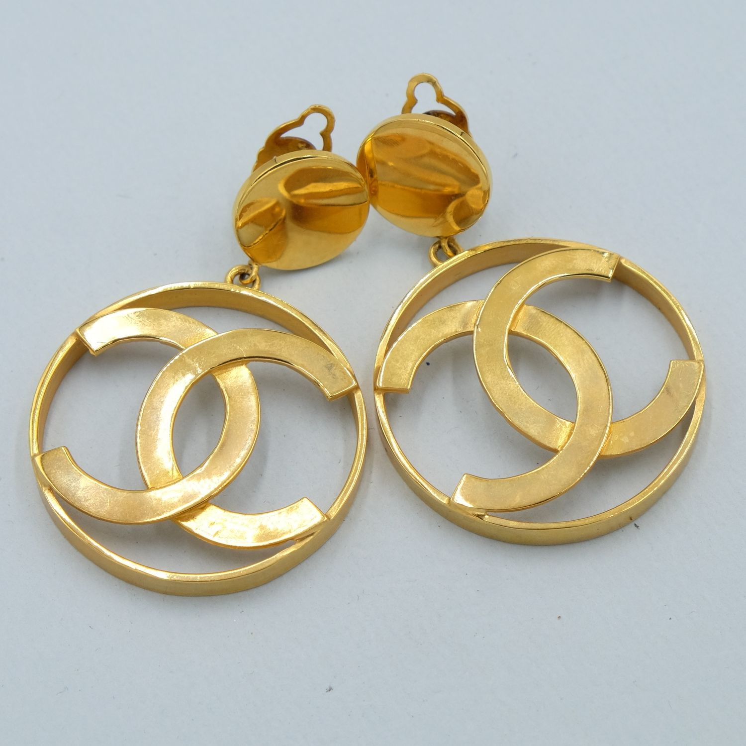 Vintage Chanel CC Logo Large Earrings 1980s