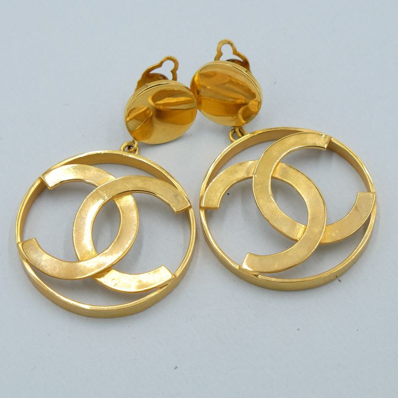 Vintage Chanel CC Logo Large Earrings 1980s