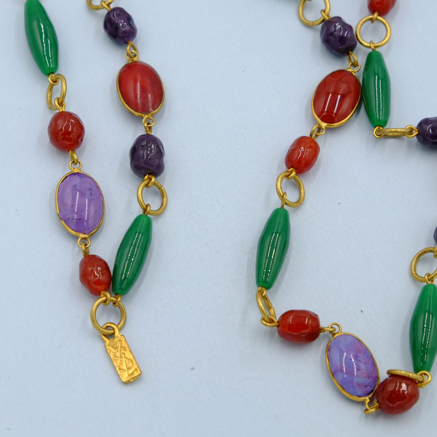 Vintage YSL Glass Sotuar Necklace 1970s